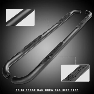 

For 2009-2018 Dodge Ram 1500 Crew Cab Black Nerf Bar Side Steps Running Boards