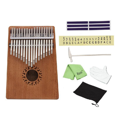 

Portable 17 Key Kalimba Mbira Pocket Thumb Piano Solid Mahogany Wood Musical Instrument Gift for Music Lovers Beginner Students