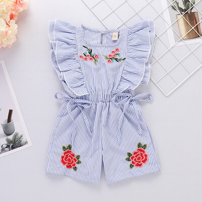 

Toddler Kids Baby Girl Embroideried Striped Flower Rose Jumpsuit Romper Clothes