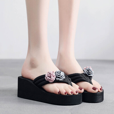 

Rose Summer Women Thick Bottom Sandals Non-Slip Flip Flops Sandals Beach Slippers