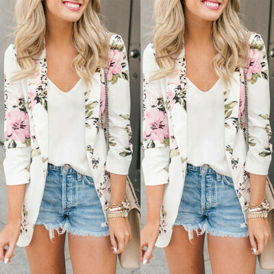 

Women Long Sleeve Blazer Open Front Short Cardigan Suit Jacket Work Office Coat