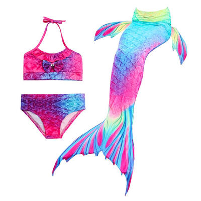 

Girls Gradient Color Fish Tails Swimsuit Bikini Sets Beach Cosplay Costume