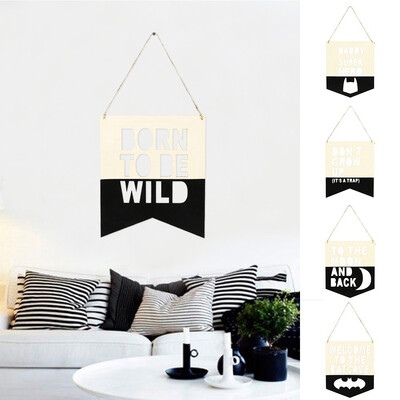 

New Nordic style wood hollow letter design Wall pendant photographic decoration