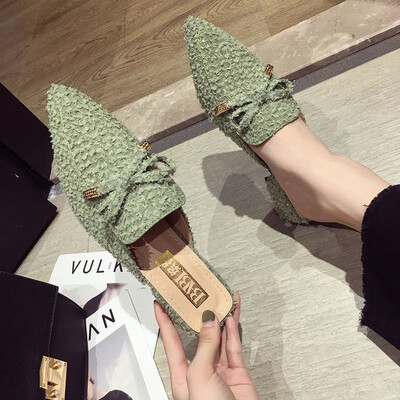 

Plain heel slippers women wearing a summer version of the butterfly machine flow Sumuler shoes small fresh beach semi - slippers