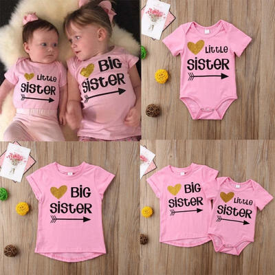 

Baby Kids Girl Sister Matching Cotton Clothes Tops T-shirt Romper Outfit
