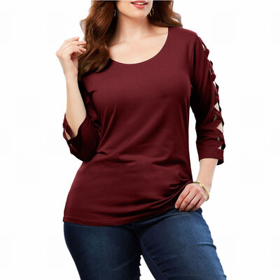 

Plus Size fat womens bottoming T-shirt autumn solid color long-sleeved shirt womens
