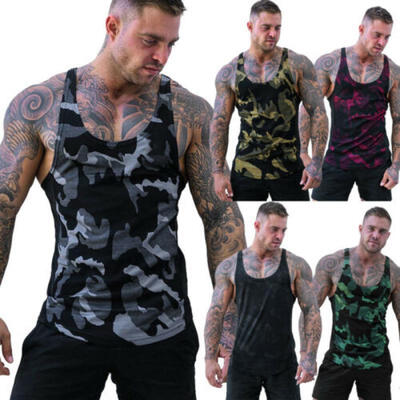 

AU Mens Camouflage Tank Top Sport Gym Muscle Singlet Vest Workout Camo T Shirt