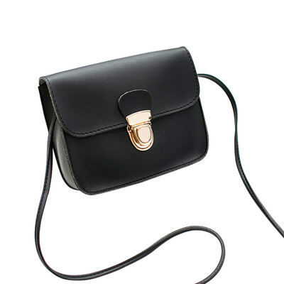 

Tailored Women Fashion Solid Color Cover Lock Shoulder Bag Crossbody Bag Phone Bag Black