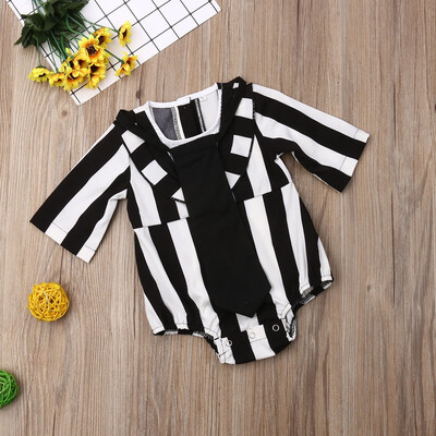 

Fashion Toddler Baby Kids Girls Striped Romper with Tie Jumpsuit Playsuit Set