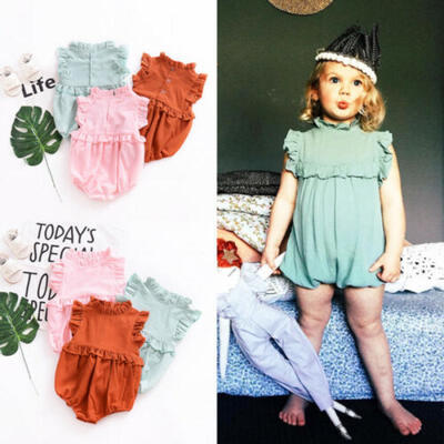 

Newborn Baby Girls Sleeveless Romper Jumpsuit Bodysuit Clothes Outfits Summer