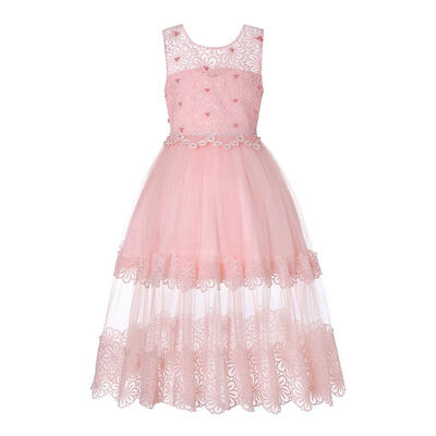 

Kids Girl Lace Flower Side Dress Evening Princess Sleeveless Party Wear