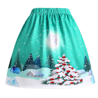 

Roseonmyhand Womens Sexy Christmas Santa Printed Swing Performance A-Line Loose Skirt