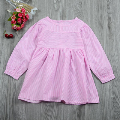 

Toddler Baby Girls Long Sleeves Stripe Print Kids Clothing Princess Dress