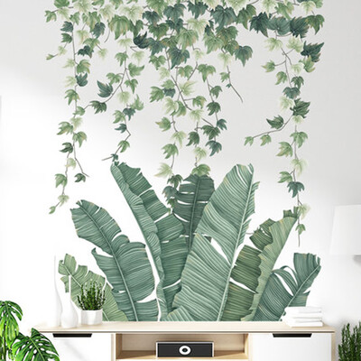 

Green Leaves Wall Stickers Waterproof Bedroom Living Room Decor Self-adhesive