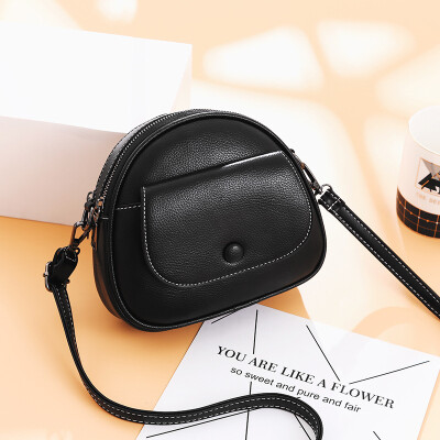 

Korean version of the simple ins wind student small round bag shoulder diagonal package solid color small bag female