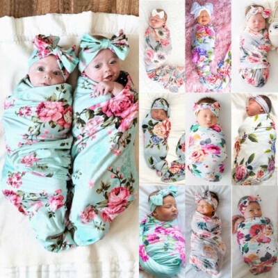 

Cotton Swaddle Blanket Newborn Baby Infant Wrap Floral Sleeping Bag Sleepsacks