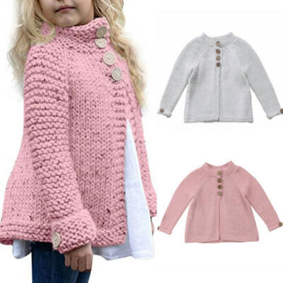 

UK Kids Baby Girls Winter Long Sleeve Warm Sweaters Knitted Cardigan Outerwear