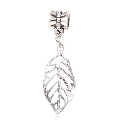 

Tibetan Style Alloy European Dangle Beads Large Hole Pendants Leaf Antique Silver 40mm Hole 5mm
