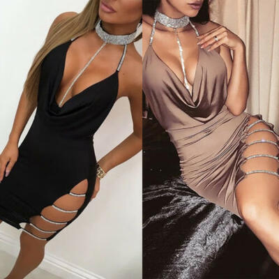 

Womens Bandage Bodycon Sleeveless Evening Party Cocktail Club Short Mini Dress