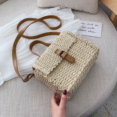 

Tailored Womens Fashion Retro Woven Shoulder Bag Solid Color Handbag Woven Bag Beach Bag