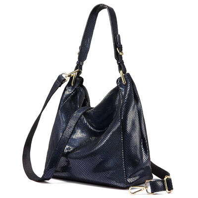 

REALER brand women genuine leather shoulder bag female handbag Hobos large capacity with serpentine prints new design