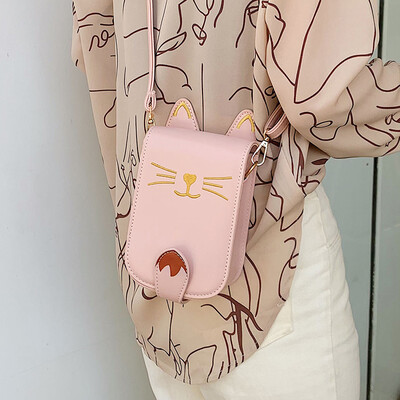 

Net red on the new small bag female 2019 new wave Korean version of the wild Messenger bag collision color shoulder bag cat mobile phone bag