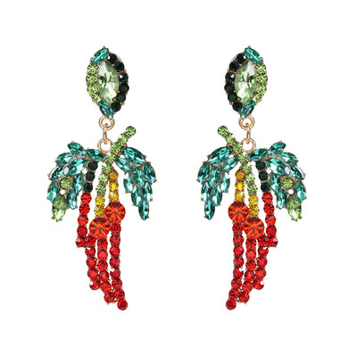 

INS 2019 Summer Fruit Earrings for Women Pineapple Crystal Dangle Drop Earrings Raffia Handmade Woven Statement Jewelry