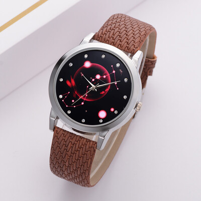 

2018 Fashion Women Watch Girls Rhinestone Star Sky Quartz Watches Ladies PU Strap Wristwatches Gift Relogio Feminino &Ff