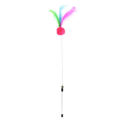 

Feather Steel Wire Plush Ball Cat Stick Kitten Tease Rod Pet Toy with Bell