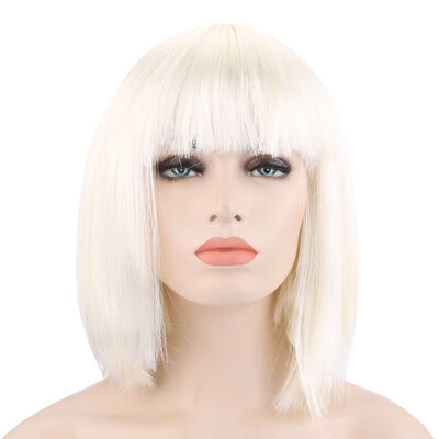 

Bob Full Bangs Short Straight Off-white Wigs for Street Shooting Cosplay Masquerade
