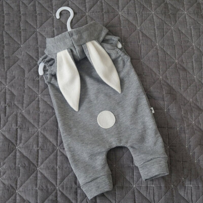 

Cute Zipper Rompers With Rabbit Ears Conjoined Hat Comfortable For Dressing With Long Sleeve