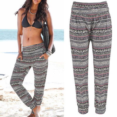 

Women High Waist Printing Bandage Easy Trousers Long Pants Sandy Beach Pants