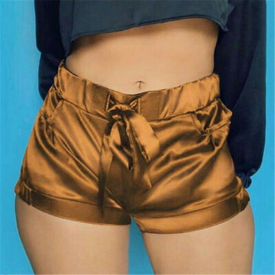 

Tailored Women Sexy Satin Pants Summer Casual Shorts High Waist Short Beach With Pocket