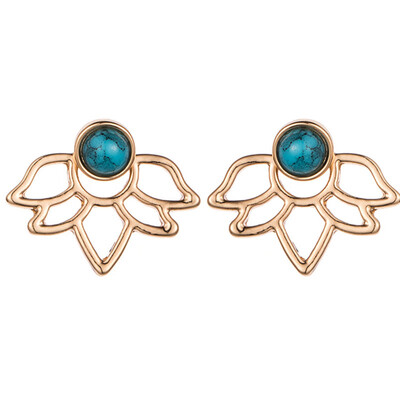 

European Fashion Double Sides Stud Earring for Women Elegant Feather Angel Wing Triangle Flower Crystal Jewelry Gift Brincos