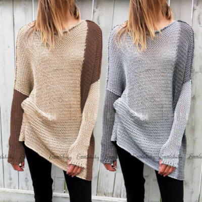 

US Womens Long Sleeve Loose Winter Warm Sweater Casual Jumper Pullover Tops