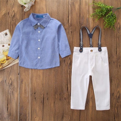 

Hot Baby Boy Wedding Formal Tuxedo Suit Bowtie Gentleman Shirt Pants Newborn Outfit