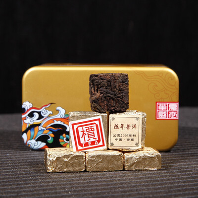 

Yunnan Puer Tea Ripe Tea 2003 Old Puer Small Brick 250g Iron Box