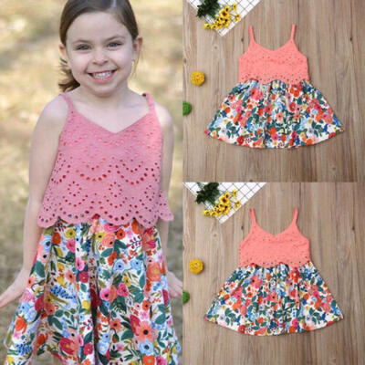 

US Baby Girls Lace Dress Sleeveless Party Casual Dresses Kids Clothes Summer