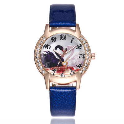 

Ladies Swan Watch Tree Belt Double Row Diamond English