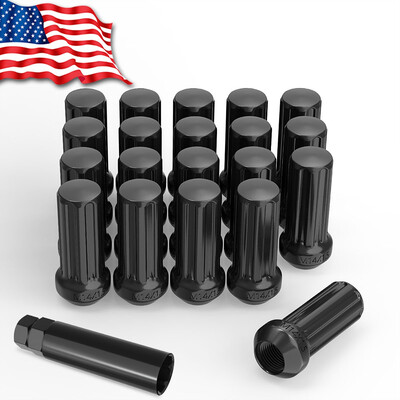 

20 Black Spline Tuner Lug Nuts 14x15 Security Key for Chevrolet GMC Silverado