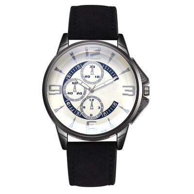 

Trendy Men Wristwatch Quartz Sports PU Leather Band Digital Business Watch