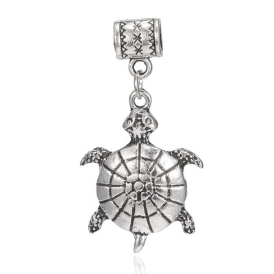 

Alloy European Dangle Beads Tortoise Large Hole Pendants Antique Silver 40mm Hole 5mm