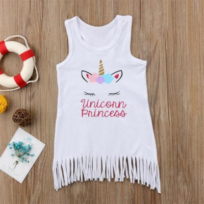 

Unicorn Toddler Baby Girl Kids Summer Clothing Sundress Princess Party Dresses