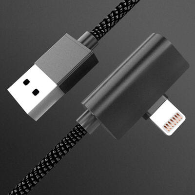 

USB To Dual Side Plug Lightning Angled Male Female 3A Fast Charging Data Audio Cable For IPHONE 7 8 X-12m