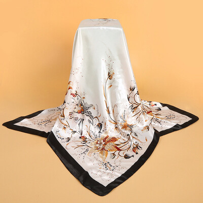 

Simulation silk scarf spot wholesale 90cm satin large square scarf Yiwu scarf factory direct sales special gift