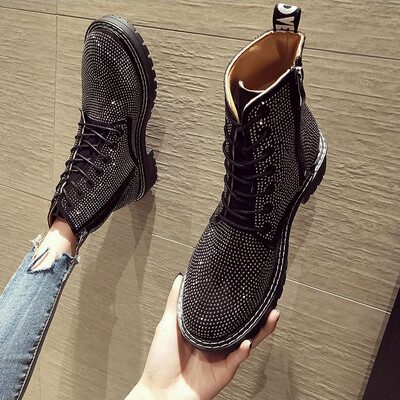 

Personality Joker Martin boots female British wind new autumn European&American rhinestone thick with temperament handsome sho