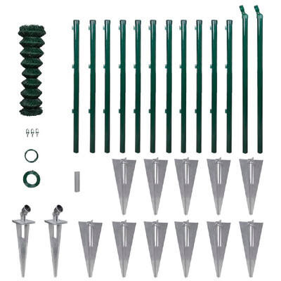 Chain-Link Fence Set Posts Spike Anchors & Fittings 411"x82