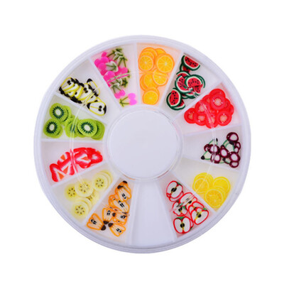 

Toponeto 3D Mix Fimo Nail Art Nail Tips Polymer Clay Slices Decoration Wheel New