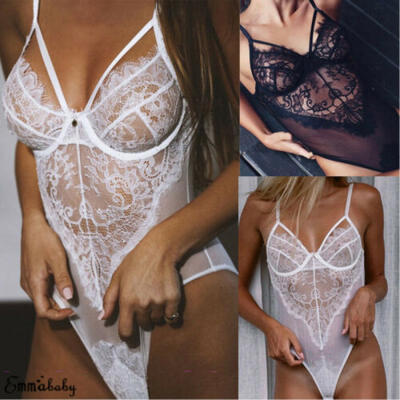 

1Pc Sexy Women Lingerie Lace Sleeveless Romper Black Bodysuit Jumpsuit Swimsuit