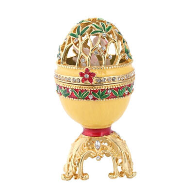 

Hollow Leaf Easter Trinket Box Faberge Egg Shaped Jewelry Ring Holder Decor